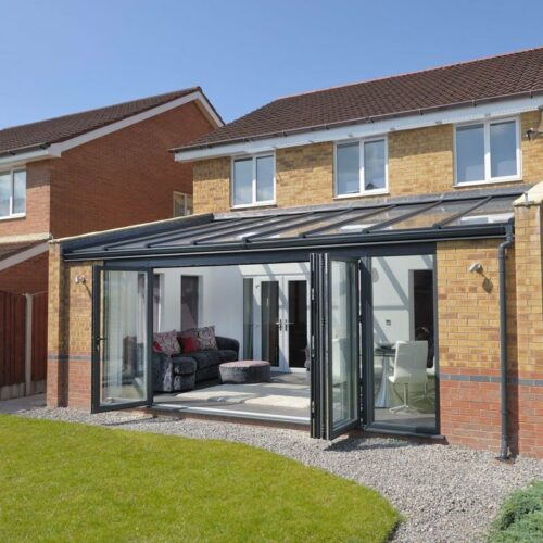 lean to conservatory with bifold doors