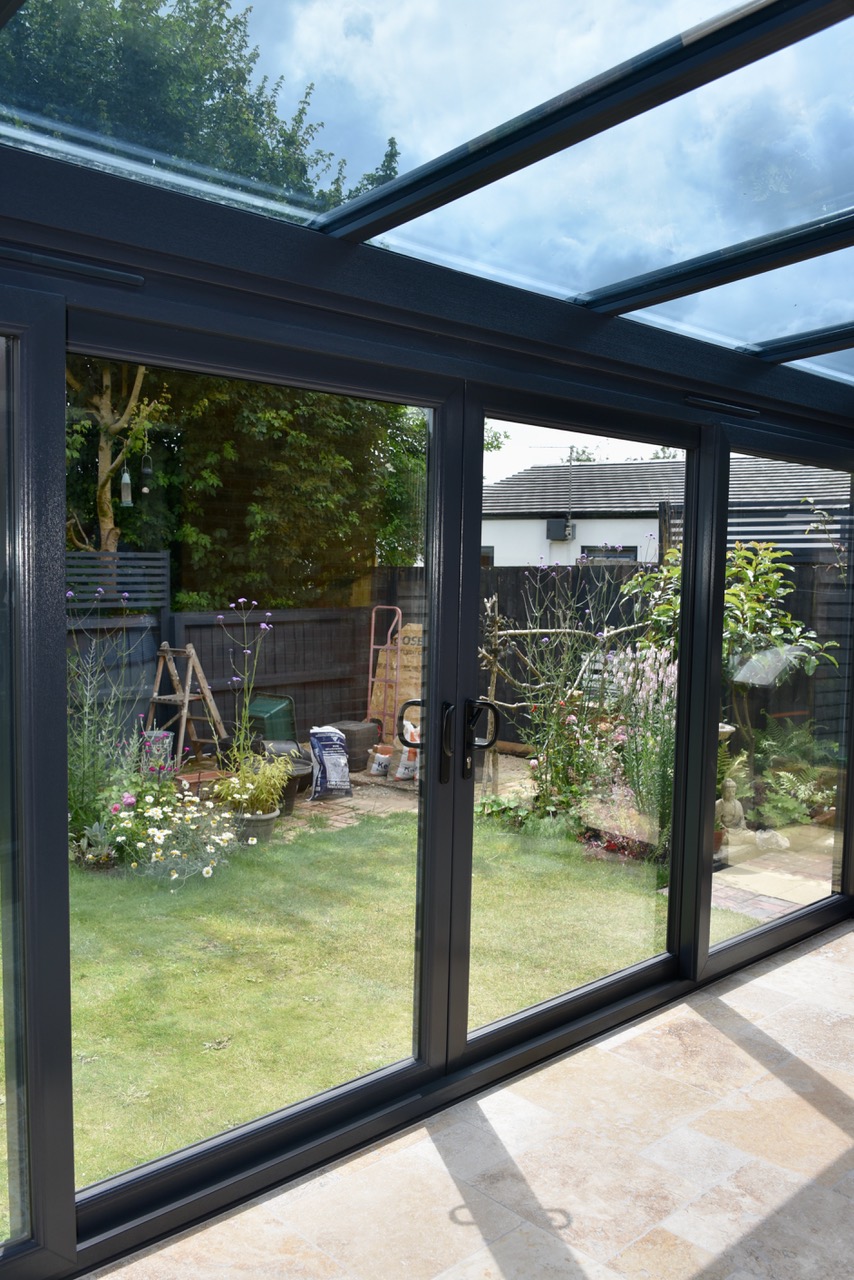 Looking into Didcot garden through orangery